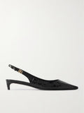 Dolce&Gabbana  Glossed croc-effect leather slingback pumps